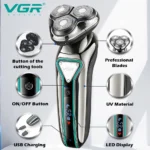 ریش تراش چرخشی VGR مدل V-323 مناسب سفر و پاوربانک