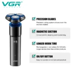 ریش تراش چرخشی VGR مدل V-325 برای اصلاح روزانه صورت